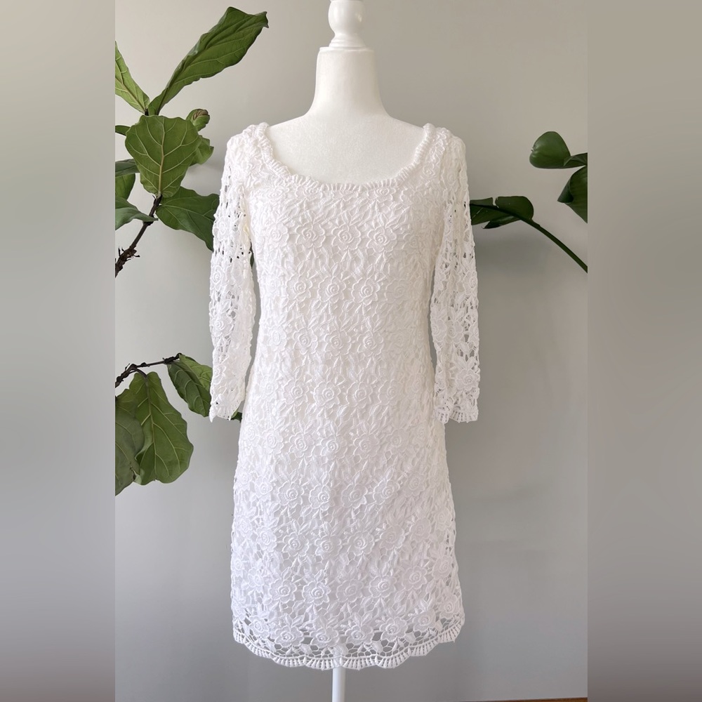 White House Black Market White Lace Dress - NWOT, size 4